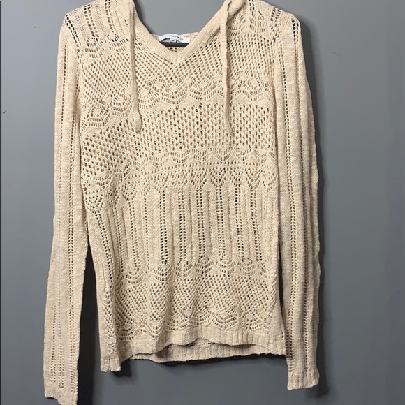 Hooked Up by IOT Sweaters - Hooked Up crochet hooded long sleeve sweater top